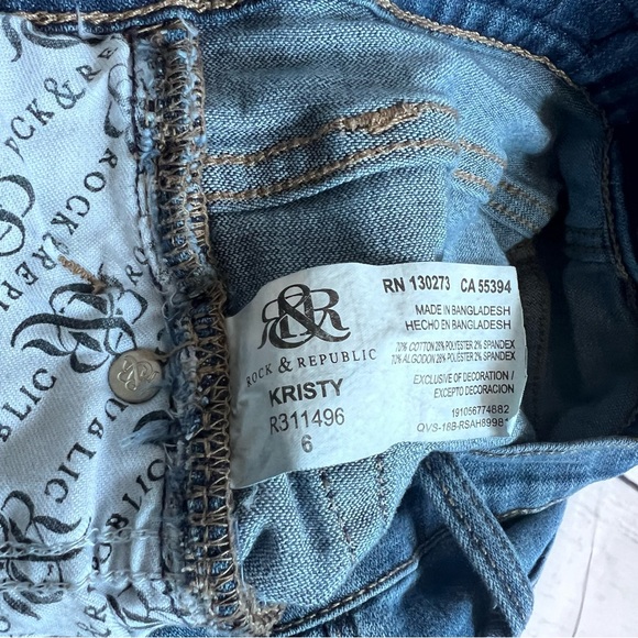 Rock & Republic - Kristy- Blue Bermuda Jean Shorts - SZ: 6 - Picture 6 of 6